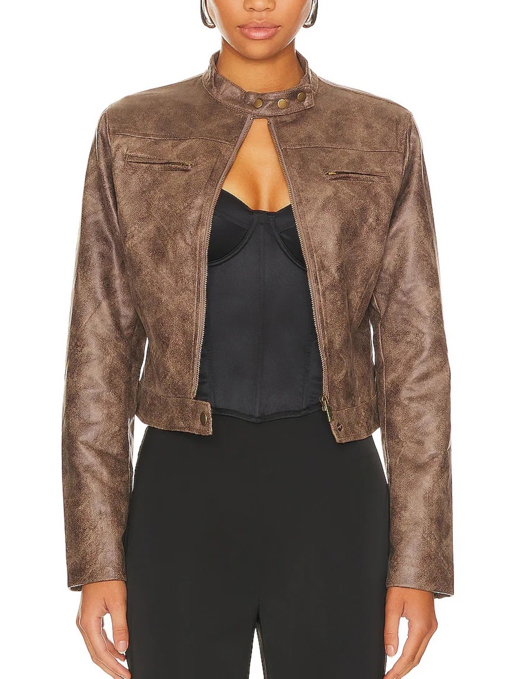 Lioness NWT Bella Moto Jacket in Chocolate Size Small